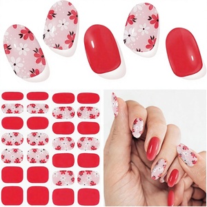 Bandes de gel semi-durcies pour ongles, rouge, 28 pièces, qualité salon, ongles UV, application facile, DIY à domicile, fabriqué en Chine - Product Image 1