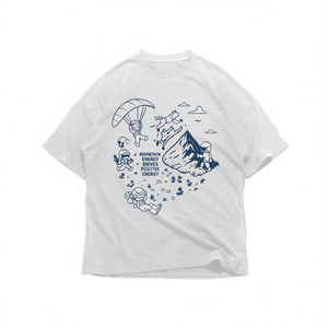 T-shirt con grafica Astronaut Mountain Adventure, minimalista, con disegni a linee, per escursionismo, oversize, streetwear - Product Image 2