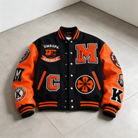 Veste de baseball personnalisée avec broderie chenille, manteau chaud et épais de style universitaire pour activités de groupe, production en gros en usine, approvisionnement en vrac