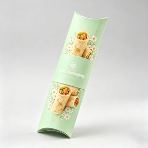 Caja de Papel con Forma de Almohada para Llevar, con Logotipo Personalizado, para Shawarma, Doner <span class=keywords><strong>Kebab</strong></span>, Wrap, Burrito, Rollitos Mexicanos - Product Image 6