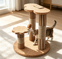Ensemble de 3 griffoirs pour chat en liège, design moderne et luxueux, écologiques, avec base, espace de jeu et perchoir intérieur pour chat