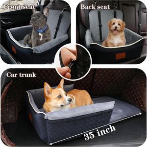 Cama de asiento de coche para perros, correas de seguridad ajustables ecológicas, espuma viscoelástica de algodón, extraíble, lavable, asientos delanteros/traseros de fácil instalación - Product Image 2