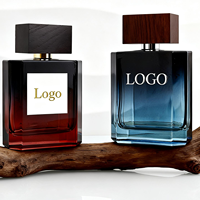 Flacon de parfum plat avec bouchon en bois, flacon de parfum de haute qualité, flacon de parfum à étiquette privée, flacons de parfum