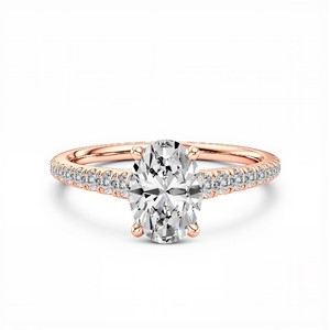 Anillo atemporal de diamantes cultivados en laboratorio, redondos y ovalados, con piedras redondas de 1.23 quilates y ovaladas de 1.00 quilates en plata de ley 925. - Product Image 1