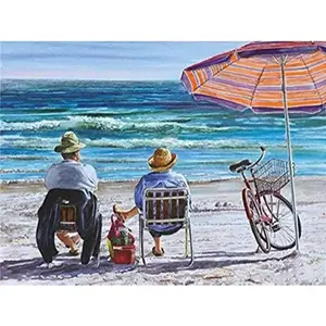 Diamond Art Painting Old Couple Beach Seascape Diamond Painting DIY 5D Full Drill Wall Art Fashion Home Decor Custom Own Picture