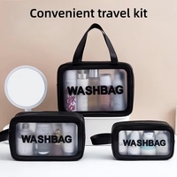 Sac cosmétique en PVC transparent givré imperméable avec logo personnalisé, fermeture éclair, trousse de toilette de voyage, ensemble de trousse de toilette pour femmes, noir, rose, blanc, bleu