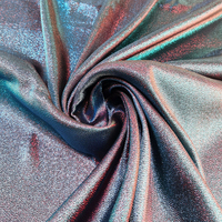 Tissu en polyester bicolore brillant et changeant de couleur, avec teinture métallisée, idéal pour la confection de vêtements tendance.
