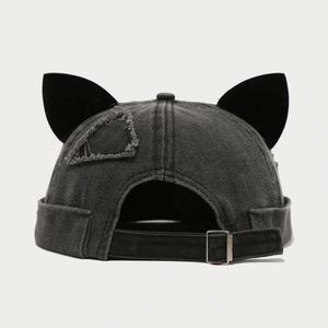 Casquette de baseball vintage pour femme, style hip-hop, avec oreilles de renard, en tissu délavé et surpiqué, modèle Docker mignon - Product Image 5