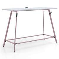 Table d'entraînement assis-debout, bureau réglable en hauteur avec repose-pieds et passage de câbles