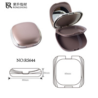 Poudrier compact multi-spécifications à trois couches, coins arrondis, avec miroir intégré, pour poudre et blush, fourni directement