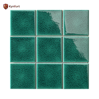 Mosaïque en céramique émaillée bleu cobalt effet craquelé pour piscine et mur de salle de bain