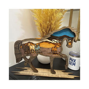 Art de cheval en bois superposé 3D, décoration rustique artisanale ou cadeau pour les amateurs de chevaux - Product Image 1