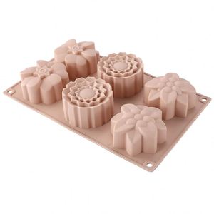 Top Seller Silicone Flower Soap and <b>Cake</b> Mold 6 Cavity 3D Baking Pan for Soap Chocolate Muffin BPA Free - Product Image 3