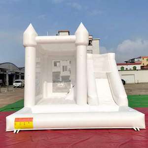 Grand pull de fête pour enfants Castillo gonflable blanc château gonflable avec toboggan et fosse à balles - Product Image 1