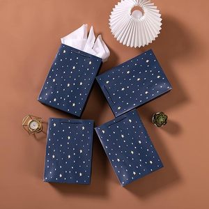 Sacs en papier kraft personnalisés SIHENY bleu marine avec étoiles dorées, avec poignées, en gros pour hommes, garçons d'honneur, cadeaux de Noël - Product Image 2
