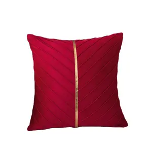 Cuscino di lusso in velluto decorazione cuscino metallico fodera per cuscino con cuciture dorate
