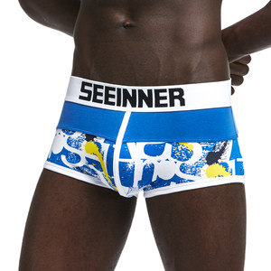 Biancheria intima Sport Boxer Mens Rigonfiamento di Stampa Laser Cut Sexy Mini Slip Senza Soluzione di Continuità Degli Uomini Del Cotone Heren Sollievo In Lattice Supporter Dei Caraibi Boxer - Product Image 2
