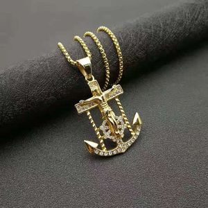 Anchor <b>Cross</b> Pendant Zinc Alloy Micro Insert Necklace Gift Themed Pendants YS052 - Product Image 3