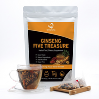 Tisane aux cinq trésors Chinaherbs Ginseng & Maca, 20 sachets de thé et service de conception, vente en gros, chaîne d'approvisionnement de tisanes en vrac
