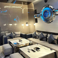 Canapé de bar lounge moderne pour discothèque, VIP, noir, modulaire, banquette de salon d'hôtel, sièges LED, ensemble de bar KTV, acier inoxydable, pour salon