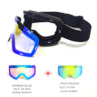 OEM Logo personnalisé de haute qualité Lunettes de ski pour adultes anti-buée Snowboard avec cadre en plastique