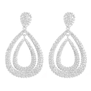 ODM Jewelry Textured Teardrop Dangle Drop <b>Stud</b> Earrings Post Gold Plated Double Layered OverSized Large Waterdrop Earrings - Product Image 4