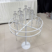 Candélabre de table moderne en métal blanc avec pendentif en cristal pour décoration de table de mariage, dîner, hôtel, banquet