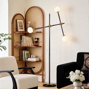 Lámpara de Pie de Tres Cabezas de Hierro y Oro, Estilo Nórdico, Minimalista, Moderna, para Sala de Estar, Sofá, Dormitorio, Mesita de Noche - Product Image 3