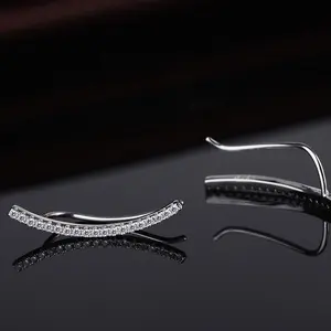 925 Sterling Bạc Pha Lê Tai Leo Núi Áo Khoác Cubic Zirconia Bông Tai