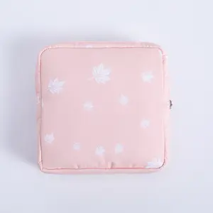 Women Girl Waterproof Cotton Small Cosmetic Bags Dot Napkins Organizer Sanitary Napkins Pads Storage Carrying Bag