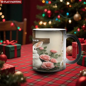 Mug personnalisé à changement de couleur thermique, noir givré, 11 oz, en céramique, pour sublimation - Product Image 2