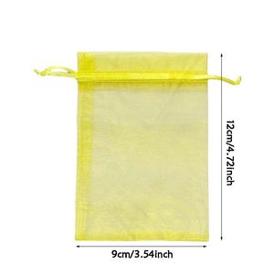 Sacs en organza les plus vendus 9x12cm, personnalisables avec logo, pochette cadeau en maille avec cordon, sacs unis colorés pour mariage et emballage de bijoux - Product Image 6