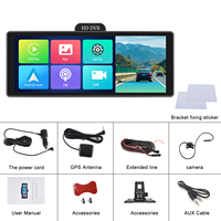 Fuallwin 4K 10.26" ADAS Cámara de Coche Inalámbrica con Carplay y Android Auto, Doble Lente, Caja Negra para Coche, HD 1080P, Visión Nocturna, GPS, Pantalla, 1 Año de Garantía