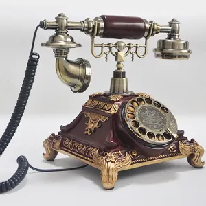 Vintage telefon kablolu masa ev Retro Metal döner masa telefonu