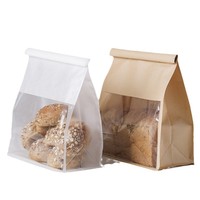 Sacs d'emballage pour biscuits en papier kraft brun à fond carré, conçus sur mesure, avec fenêtre et fonction anti-humidité