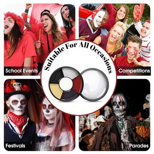 Kit de <span class=keywords><strong>Pintura</strong></span> Facial y Corporal de 6 Colores para Halloween, Negro, Rojo, Blanco, Amarillo, con Esponja y Brocha, Maquillaje de Zombi, Payaso, <span class=keywords><strong>Vampiro</strong></span> - Product Image 6