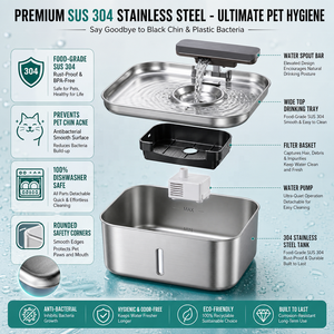Bebedero <span class=keywords><strong>para</strong></span> Mascotas de Acero Inoxidable Multi-Pet, Capacidad de 12L, Dispensador de Agua Automático Inteligente <span class=keywords><strong>para</strong></span> Mascotas con Bomba de Filtro Cuádruple <span class=keywords><strong>para</strong></span> 30 Días - Product Image 3