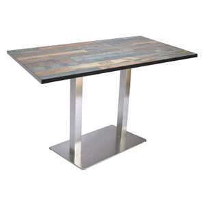 Base de <span class=keywords><strong>table</strong></span> à double colonne en acier inoxydable brossé, piétement robuste pour tables de café rectangulaires - Product Image 3