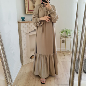SIPO – robe longue en Satin style musulman, Hijab, dubaï, Abaya, avec ceinture, vêtements islamiques, robes africaines - Product Image 3