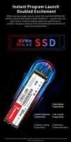 Great Wall GW7000 NVMe M.2 2280 PCIe 4.0 (Gen4 X4) SSD 2TB 3D NAND TLC NVMe 1.4 Interne pour PC/Ordinateur