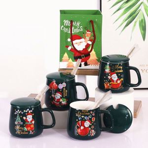 Christmas Santa Cartoon Ceramic Mug Coffee Cup <b>Gift</b> <b>Set</b> With Wood Lid Capacity Santa Claus Elk Design New Decorations - Product Image 4