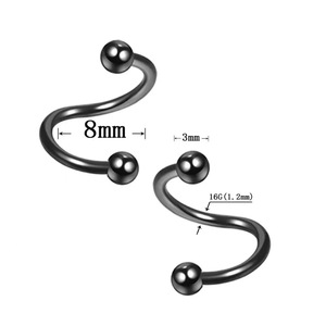 Pendientes de acero inoxidable con forma de S para la oreja, en varios colores, para piercing de moda. - Product Image 2
