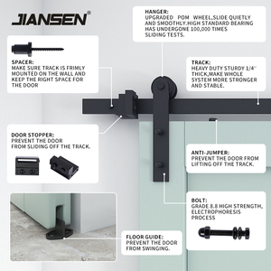Kit per Porta Scorrevole in Stile Fienile da 5,5 Piedi con Rulli Scorrevoli in Materiale di Qualità, Disponibile - Product Image 2
