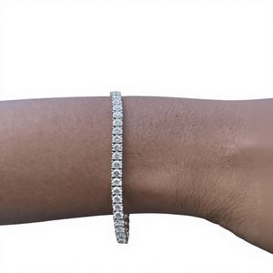 Pulsera de Diamantes de 7 Quilates Chapada en Oro Blanco de 14K, Estilo Clásico Unisex para Fiestas - Product Image 1