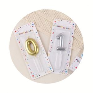 Bougies numérotées 0-9 Or et Argent, fournitures promotionnelles pour fêtes, pour la décoration de gâteaux d'anniversaire, inserts plaqués or en boîte - Product Image 2