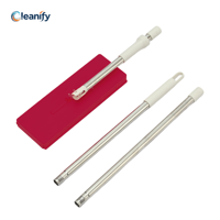 Serpillère plate manuelle à 3 sections avec poignée en acier inoxydable, manche rigide de 129,5 cm, chiffons de rechange réutilisables 25,5x11 cm