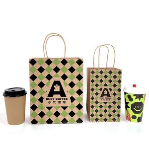 Bolsa de Papel Kraft Marrón Biodegradable y Reciclable para Café para Llevar, con Logotipo Personalizado, Impresión Offset para Champán - Product Image 1