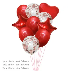 10 pcs五彩纸屑乳胶气球套装氦气球生日快乐派对装饰品婚礼派对气球充气地球仪