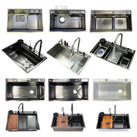 Évier de cuisine intelligent encastrable professionnel personnalisé en acier inoxydable 304 épaissi avec égouttoir