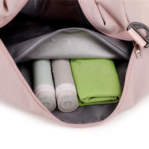 사용자 정의 로고 유행 여성 남성 여행 가방 피트니스 스포츠 체육관 가방 나일론 핑크 지퍼 폐쇄 여행 더플 가방 남여 공용 - Product Image 6